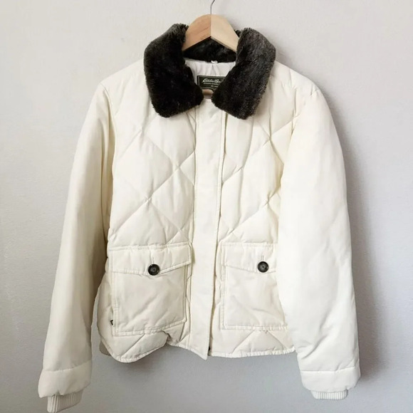 EDDIE BAUERVintage Skyliner Jacket Goose Coat Down Removable CollarLarge